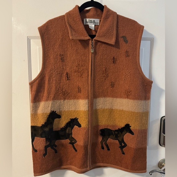 Lisa international Jackets & Blazers - Western Wool Beaded Embroidered Horse Cowgirl Cabincore Country Equestrian Vest